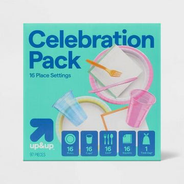 up&up Disposable Table Top Celebration Pack 97ct Party Supplies