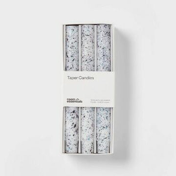 Room Essentials 6pk 8in Blue Speckle Taper Candle Set