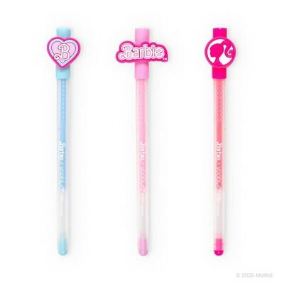 Yoobi Barbie Gel Pens 3pk Light Blue Light Pink Neon Pink Ink Charms