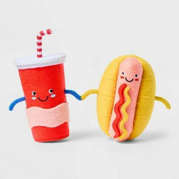 Sun Squad Felt Duo Figural Hotdog and Soda Indoor Polyester Figurines