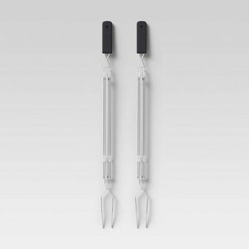 Room Essentials Stainless Steel Extension Forks 2pk Black Polypropylene Handle