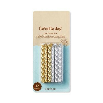 Favorite Day™ Gold Silver Twist Candles 12ct