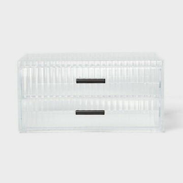 [Like New] Threshold Clear Ribbed Acrylic Stacking Drawers Organizer