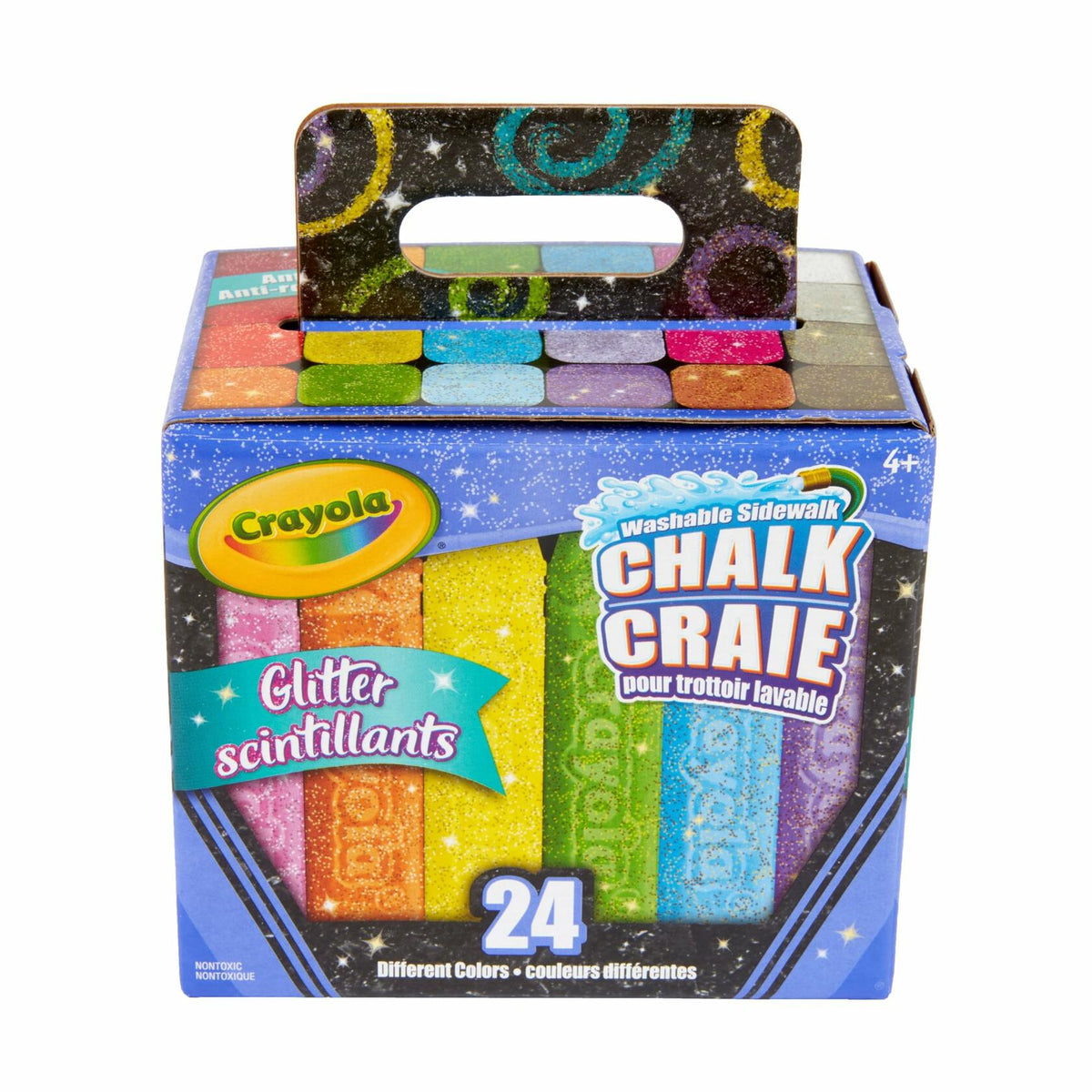 Crayola Glitter Chalk 24 Count Assorted Colors Washable Sidewalk Art