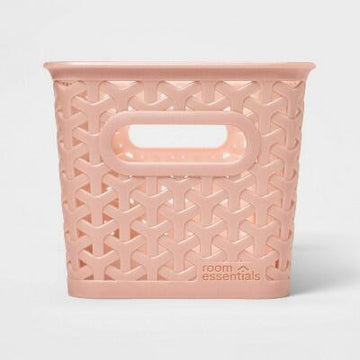 Room Essentials Y-Weave Half Medium Decorative Storage Basket Metallic Blush