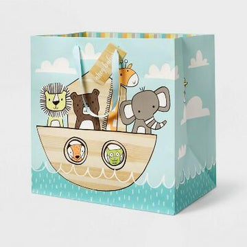 PressPlay Spritz Large Animals Ark Baby Shower Gift Bag Multicolor 15x15x10