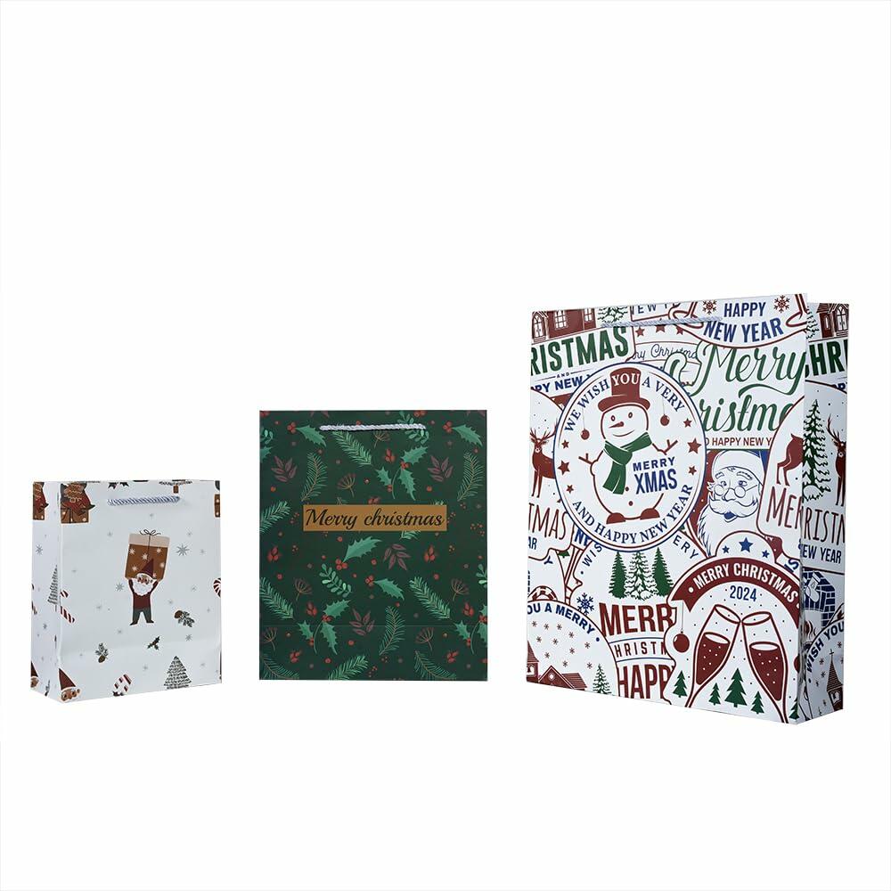 HSMOK Christmas Gift Bags Bundle Snowflakes Snowman Tree Santa Claus Set 1