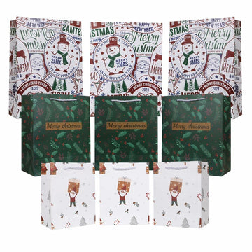 HSMOK Christmas Gift Bags Bundle Snowflakes Snowman Tree Santa Claus Set 1