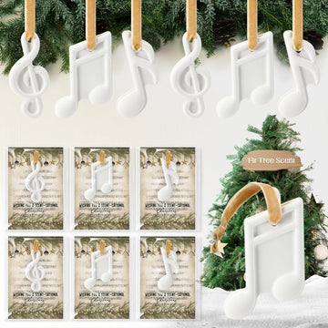 Heigble 6 Sets White Music Note Christmas Tree Hanging Scented Ornaments