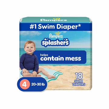 Pampers Swim Diapers Splashers Gap-Free Disposable Baby Swimming Pants Size 4