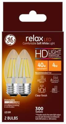 GE 2-Pack 4W LED BM Bulb Dimmable Wet Location 320 Lumens B11 Shape