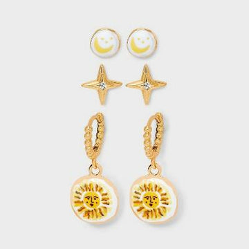 Celestial Earring Set 3pc Universal Thread™ Gold Nickel-Free Metal