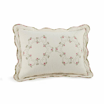 Modern Heirloom Felisa Floral Embroidered Quilted Pillow Pink/Ivory Size King