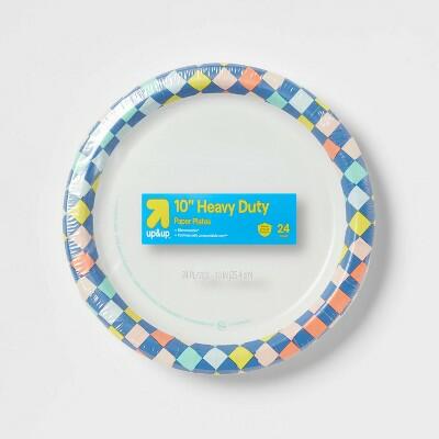 Up&up Disposable 10" Checkered Plates 24ct Blue