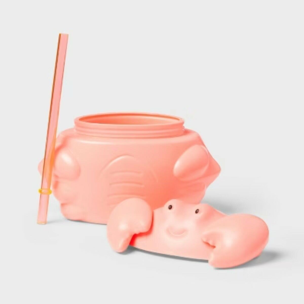 Sun Squad Figural Crab Tumbler Plastic 20 fl oz Cold Beverages Pink