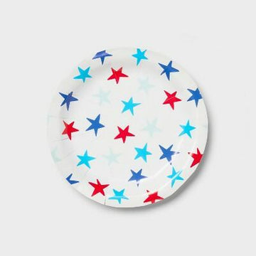 Sun Squad Disposable Plates 6.8x6.8 Red Blue Star 20ct