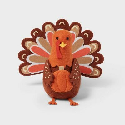 Spritz™ Thanksgiving Felt Plush Turkey with Pumpkin ORANGE-BRAWN