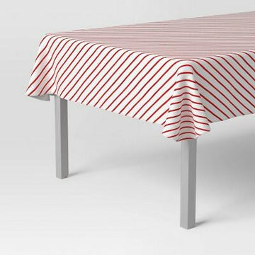 Wondershop Christmas Red Striped PEVA Vinyl Tablecloth 84x60 Rectangular