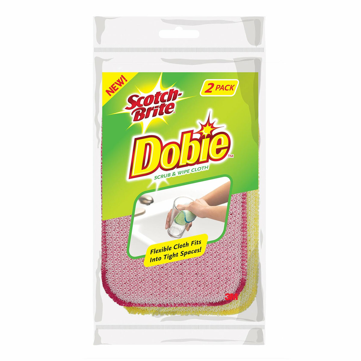 Scotch-Brite Dobie Scrub & Wipe Cloth Microfiber Yellow 5.9x3.9in 2 Pack