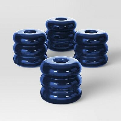 [Like New] Room Essentials Bubble Glass Taper Candle Holder Blue 4pk