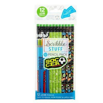 Scribble Stuff Poly Bag Pencils 12ct Soccer