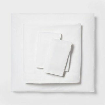 Room Essential King Easy Care Cotton Blend Sateen SheetSet White 225 TC OEKO-TEX