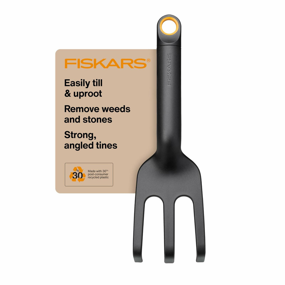 Fiskars Eco Cultivator Wide Angled Tines Ergonomic Handle Black