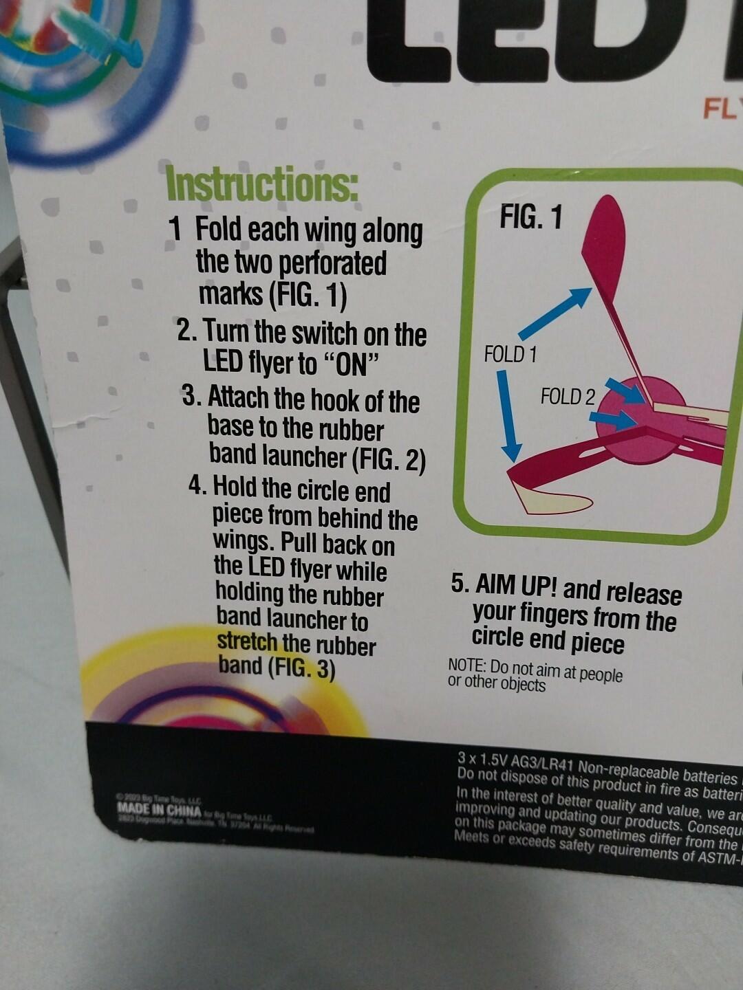 [Like New] Big Time Toys LED Flyer Flying Toy 2 Launchers Battery Included Plastic