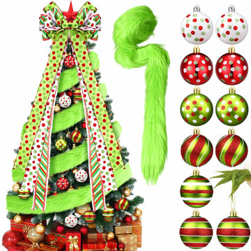 Knitgrip Christmas Tree Topper Bow Set 14 Pcs Lime Green 2.4 Inch