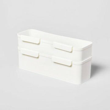 Brightroom Long Cart Divider Cups 11.22" White Set of 2 Plastic Organizer