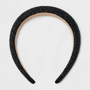 A New Day Stone Tape Headband Black Glitter Eco-Friendly Oval