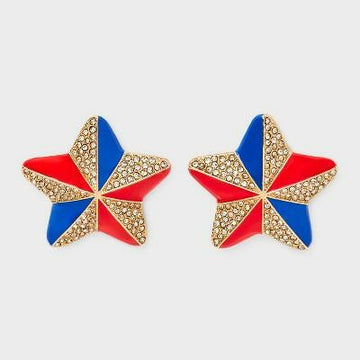 SUGARFIX by BaubleBar American Beauty Statement Earrings Red Blue Multicolor