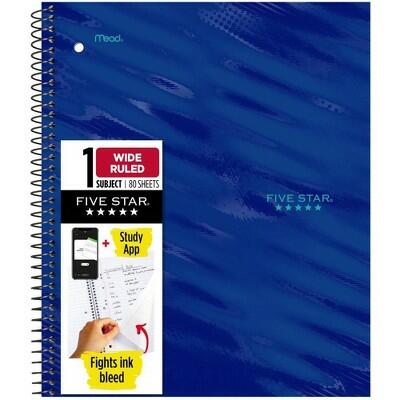 Five Star Active Subject Wide Ruled Notebook 80ct Blue