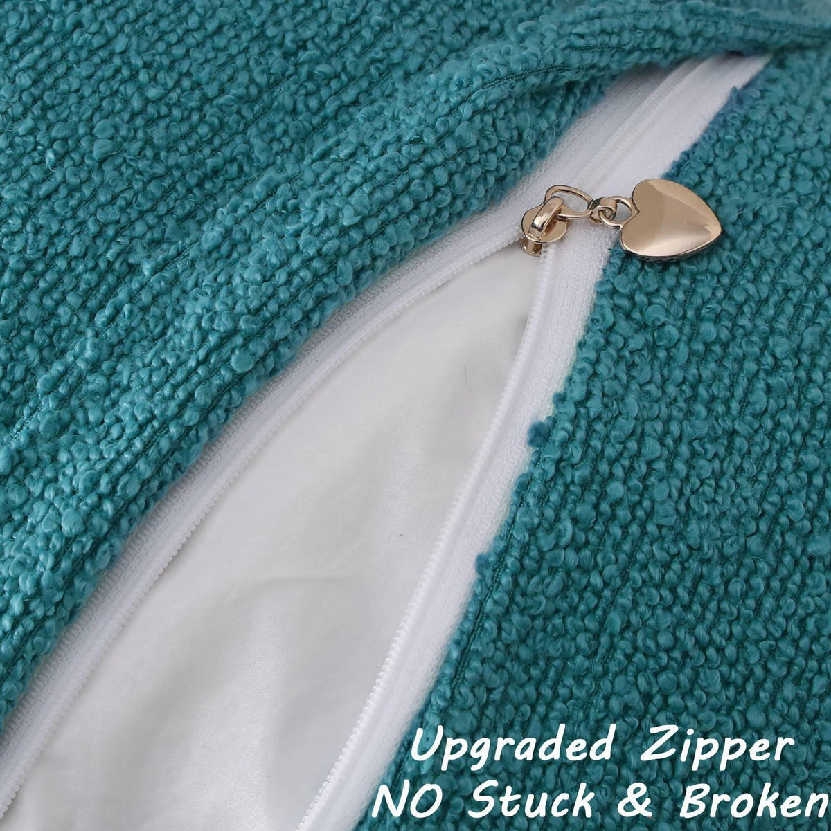FUTEI Teal Blue Throw Pillow Covers 16x16 Inch Pack of 2 Cozy Boucle
