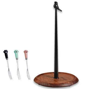 WLDDFF Black Stainless Steel Paper Towel Holder Countertop Weighted Stand
