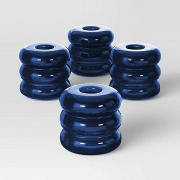 Room Essentials Bubble Glass Taper Candle Holder Blue 4pk
