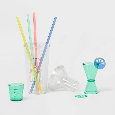 Sun Squad 10pc 24oz Multicolor Cocktail Shaker Set