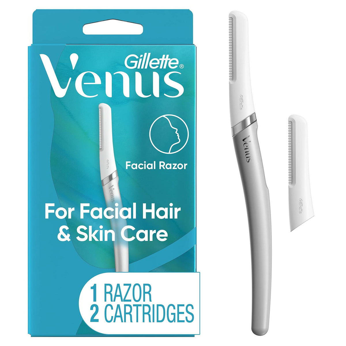 Gillette Venus Dermaplaning Tool Facial Razor with 2 Blade Refills Unisex