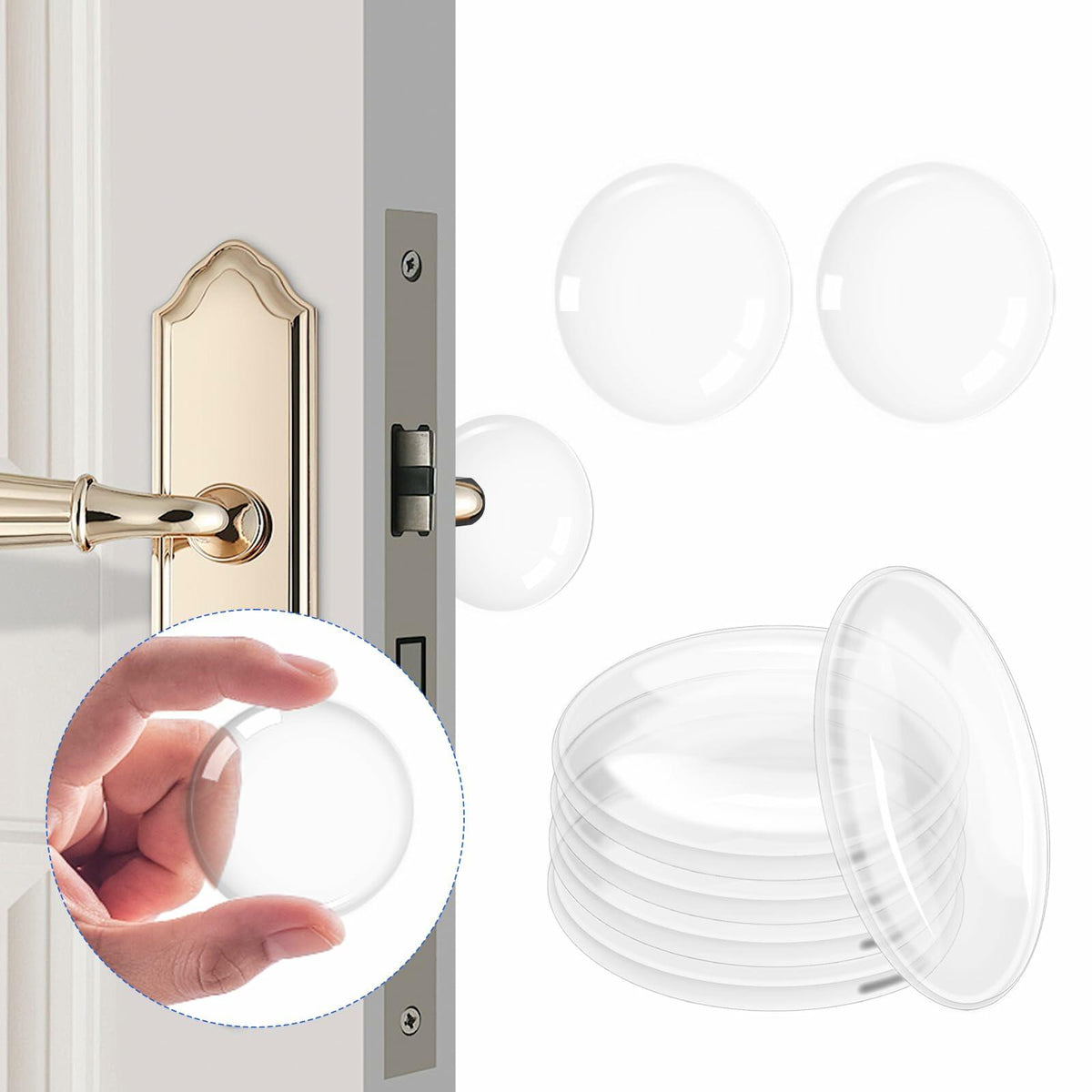 HOMOTEK Clear Door Stoppers 12 Pack 1.6in Transparent Round Wall Protector