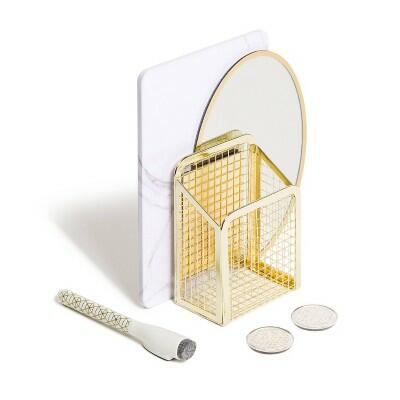 U Brands Magnetic Locker Accessory Kit Gold Wire Marble 6ct