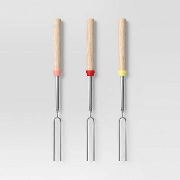 Sun Squad™ Extension Forks Warm Colorway Stainless Steel Wooden Handle