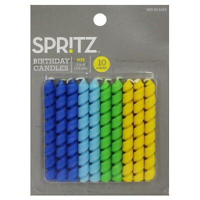 Spritz 10ct Twist Birthday Candles 3in Blue/Green Multicolor Wax