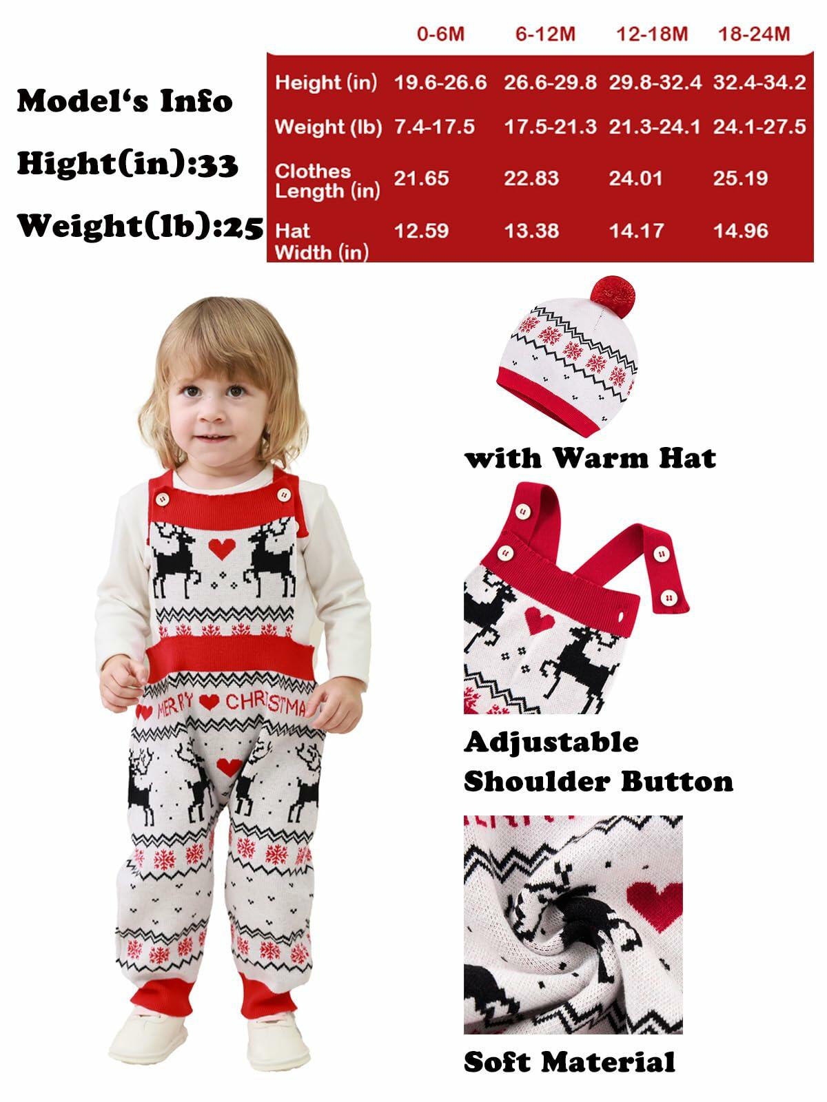 SunFocus Baby Christmas Ugly Sweater Romper Overalls Green Size 0-3M 3-6M
