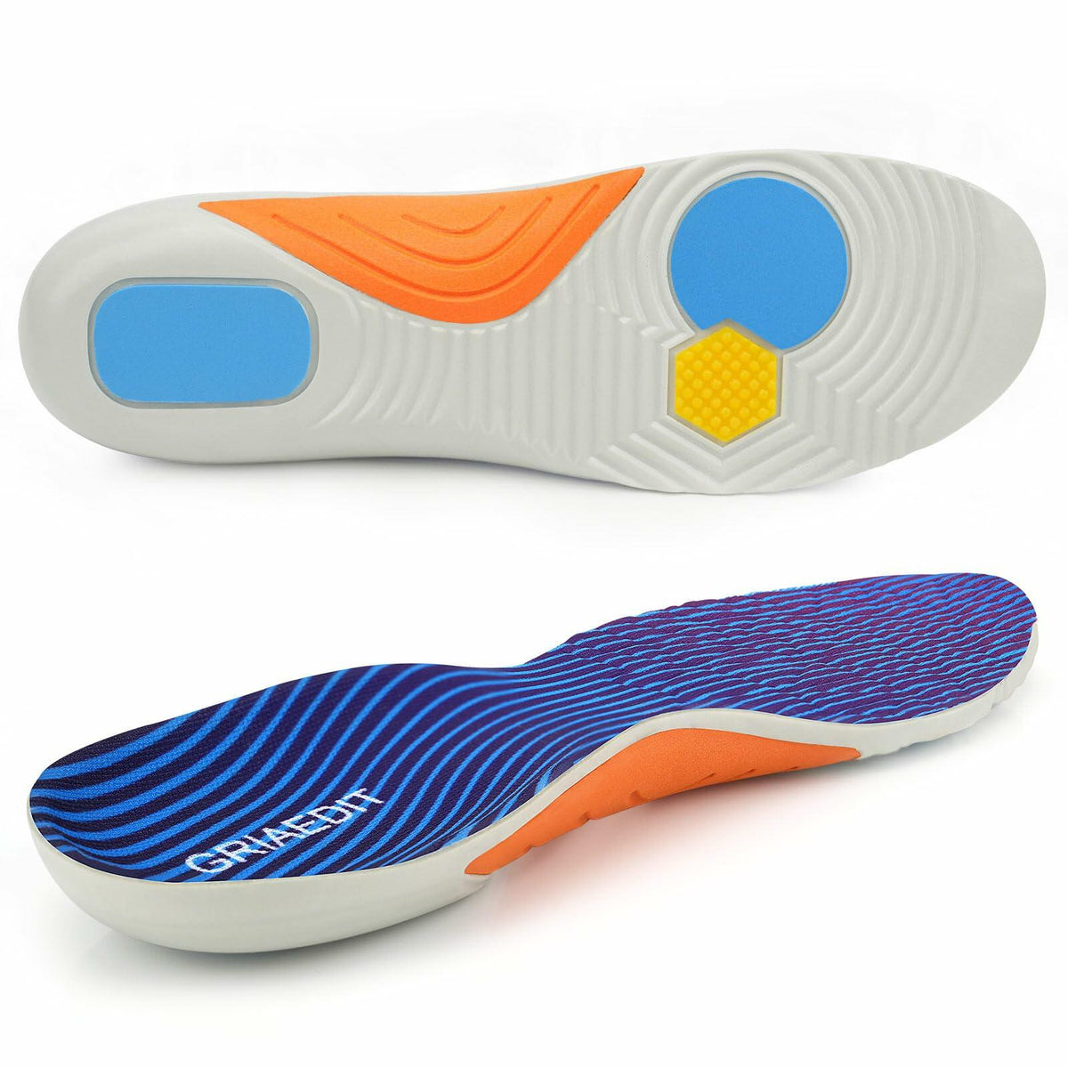 GRIAEDIT Orthotic Insoles Shock Absorbing Pain Relief for Shoes Size M12/W14