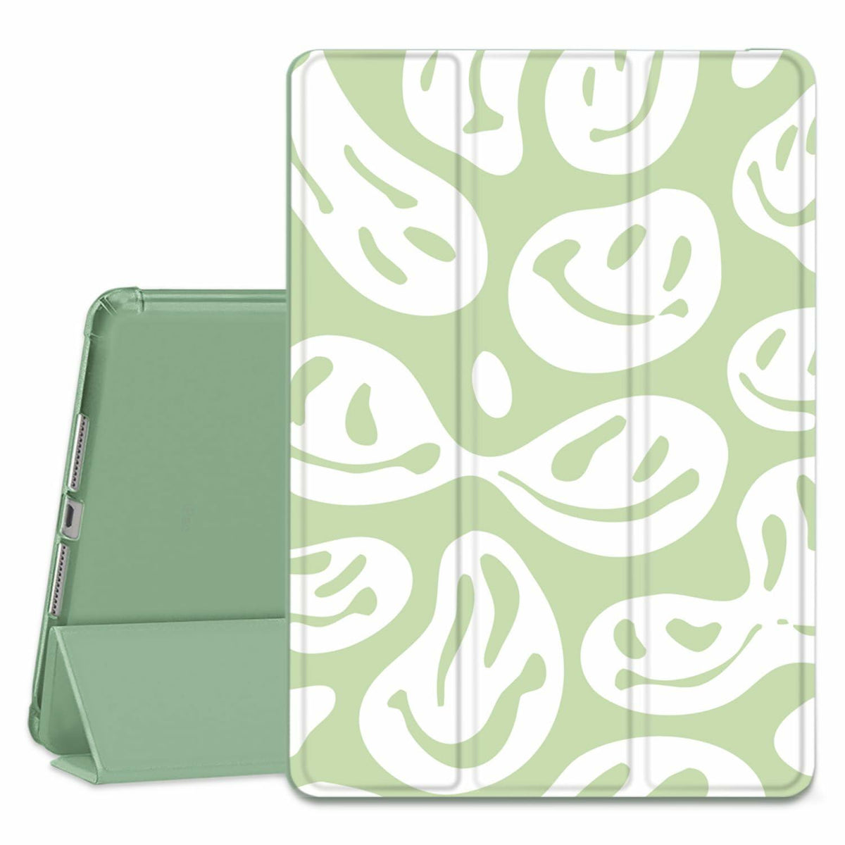 Wihytec iPad 5th/6th Gen Case Green Face Pencil Holder Trifold Stand