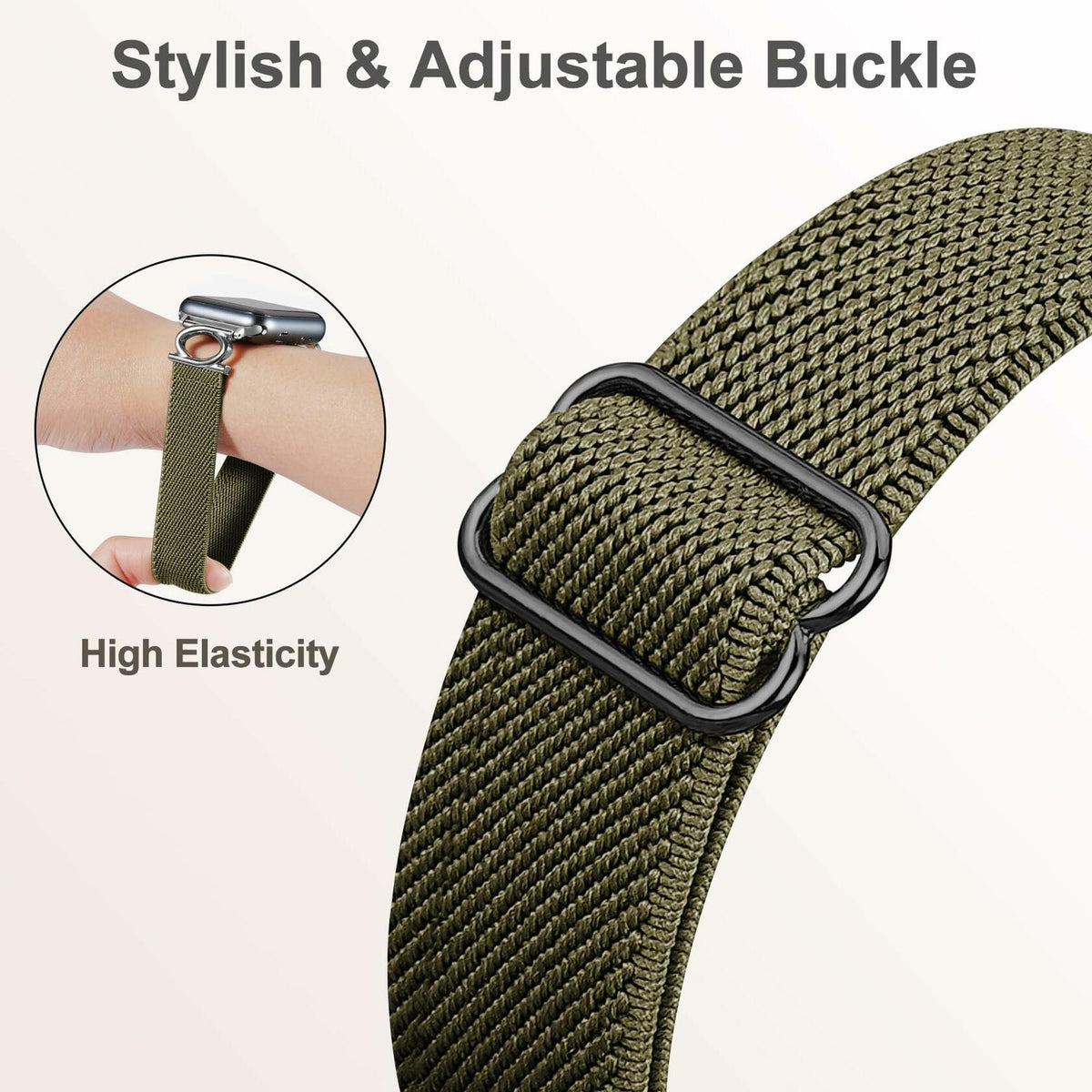 Double-C Nylon Band for Apple Watch 41/45mm Adjustable Strap Sage Green