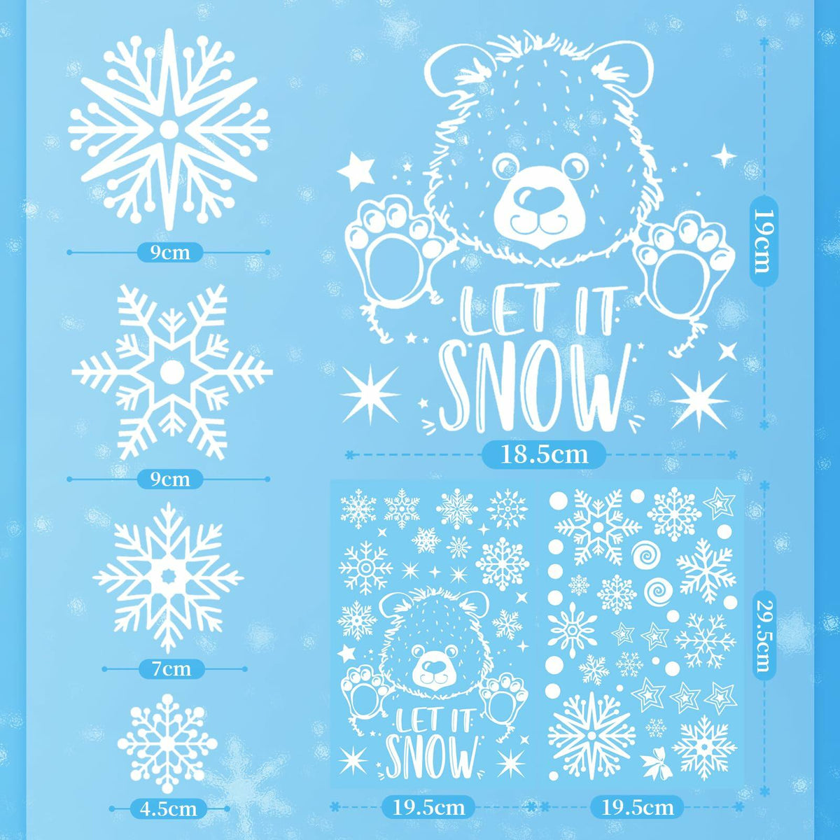 AivaToba 203 Pcs Christmas Window Clings, Double Side Window Clings