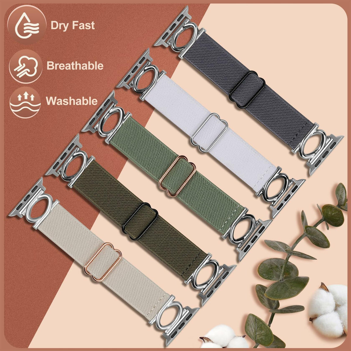 Double-C Nylon Band for Apple Watch 41/45mm Adjustable Strap Sage Green