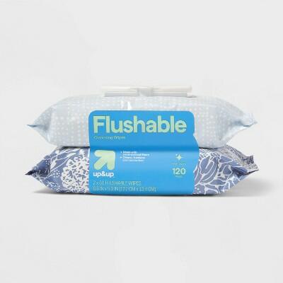 up&up Flushable Cleansing Wipes Fresh Scent 2pk 60ct Aloe Vitamin E