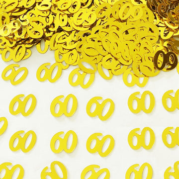 JNSAXMI 60 Confetti Number 60 Sequins 60th Anniversary Table Scatter Gold
